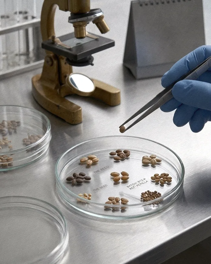seed inspection under microscope